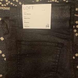 LOFT black shimmer skinny jeans NWT